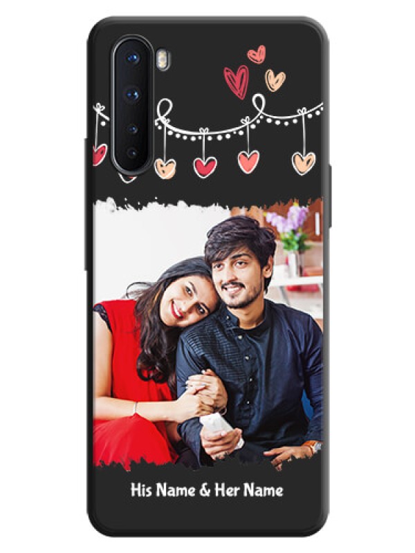 Custom Pink Love Hangings with Name on Space Black Custom Soft Matte Phone Cases - OnePlus Nord 5G