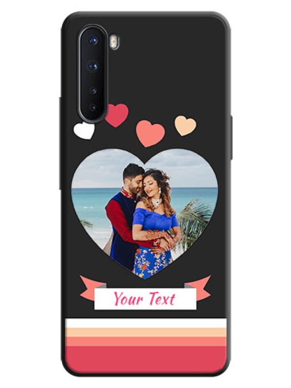 Custom Love Shaped Photo with Colorful Stripes on Personalised Space Black Soft Matte Cases - OnePlus Nord 5G