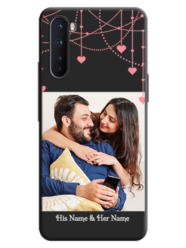 Custom Pink Love Hangings with Text on Space Black Custom Soft Matte Back Cover - OnePlus Nord 5G