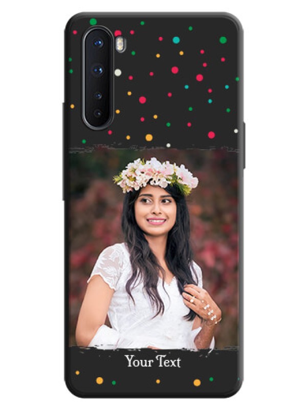 Custom Multicolor Dotted Pattern with Text on Space Black Custom Soft Matte Phone Back Cover - OnePlus Nord 5G