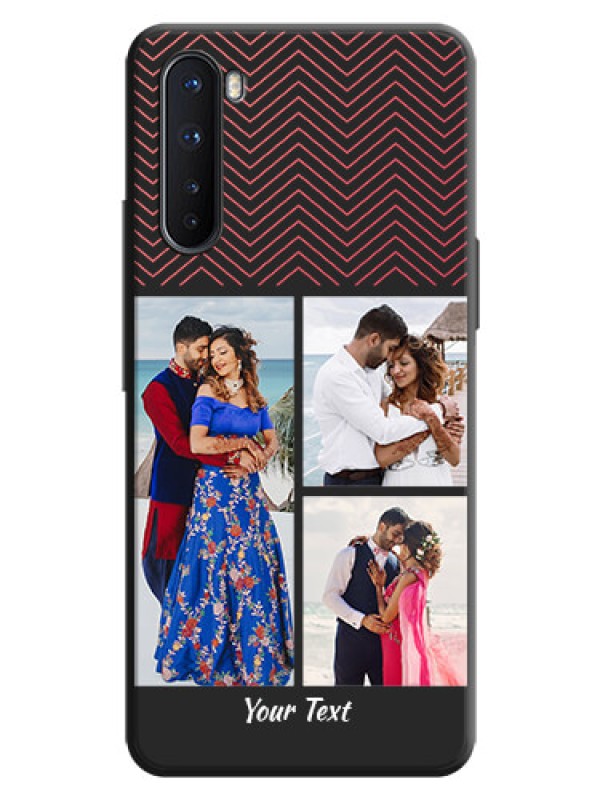 Custom Wave Pattern with 3 Image Holder on Space Black Custom Soft Matte Back Cover - OnePlus Nord 5G