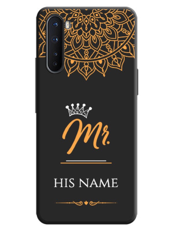 Custom Mr Name with Floral Design  on Personalised Space Black Soft Matte Cases - OnePlus Nord 5G