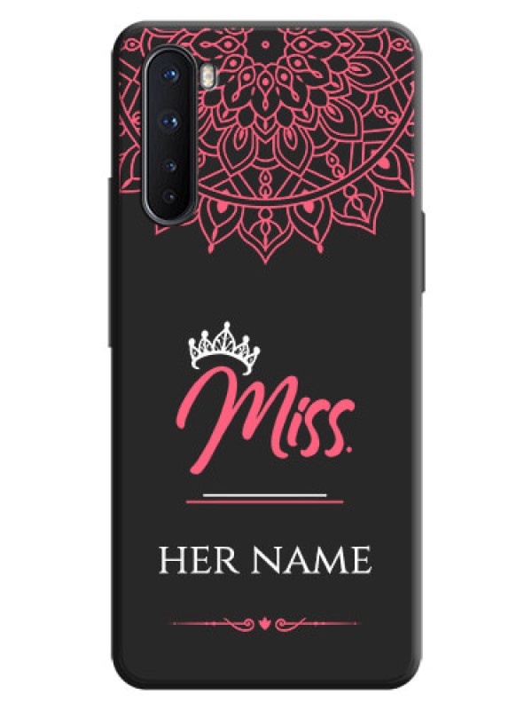 Custom Mrs Name with Floral Design on Space Black Personalized Soft Matte Phone Covers - OnePlus Nord 5G