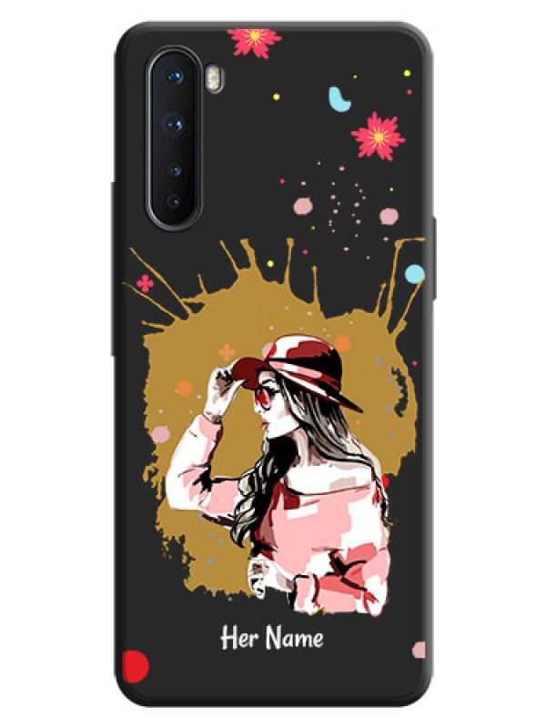 Custom Mordern Lady With Color Splash Background With Custom Text On Space Black Personalized Soft Matte Phone Covers -Oneplus Nord 5G