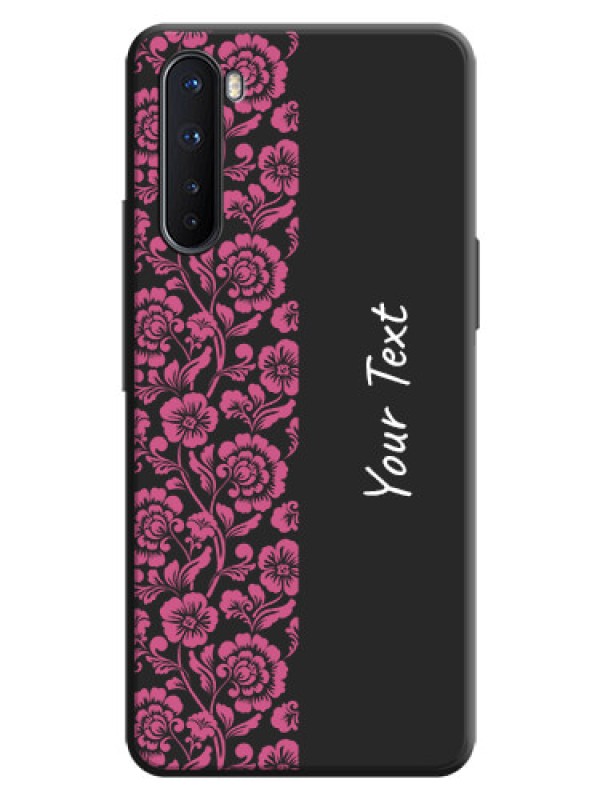 Custom Pink Floral Pattern Design With Custom Text On Space Black Personalized Soft Matte Phone Covers -Oneplus Nord 5G