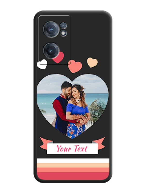 Custom Love Shaped Photo with Colorful Stripes on Personalised Space Black Soft Matte Cases - OnePlus Nord CE 2 5G