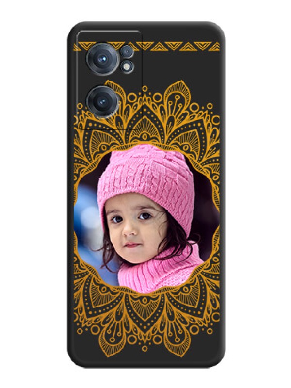 Custom Round Image with Floral Design on Photo on Space Black Soft Matte Mobile Cover - OnePlus Nord CE 2 5G