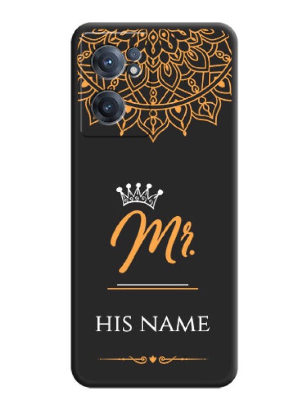 Custom Mr Name with Floral Design  on Personalised Space Black Soft Matte Cases - OnePlus Nord CE 2 5G