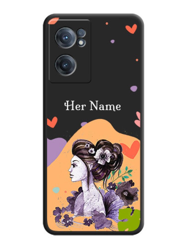 Custom Namecase For Her With Fancy Lady Image On Space Black Personalized Soft Matte Phone Covers -Oneplus Nord Ce 2 5G