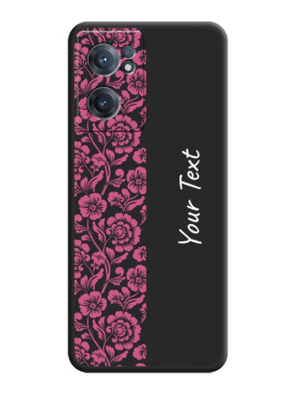 Custom Pink Floral Pattern Design With Custom Text On Space Black Personalized Soft Matte Phone Covers -Oneplus Nord Ce 2 5G