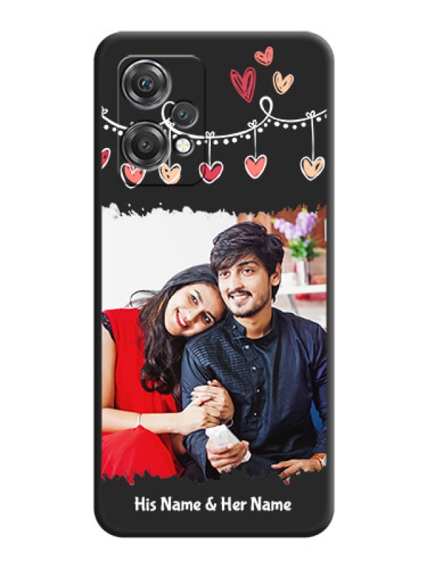 Custom Pink Love Hangings with Name on Space Black Custom Soft Matte Phone Cases - OnePlus Nord CE 2 Lite 5G