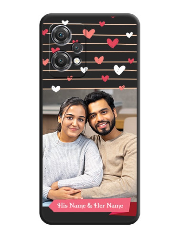 Custom Love Pattern with Name on Pink Ribbon  on Photo on Space Black Soft Matte Back Cover - OnePlus Nord CE 2 Lite 5G