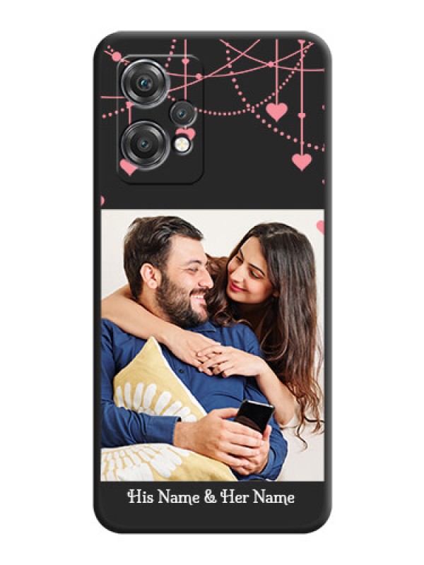 Custom Pink Love Hangings with Text on Space Black Custom Soft Matte Back Cover - OnePlus Nord CE 2 Lite 5G