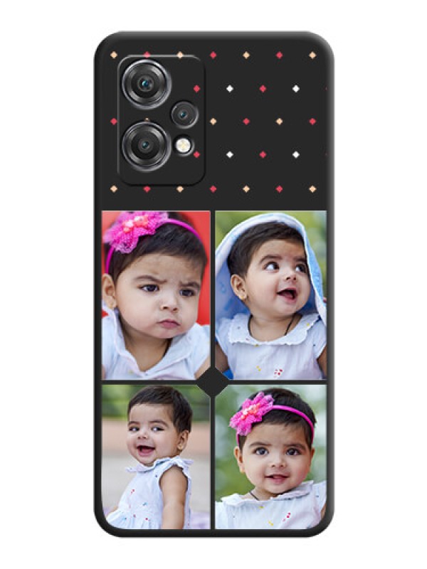 Custom Multicolor Dotted Pattern with 4 Image Holder on Space Black Custom Soft Matte Phone Cases - OnePlus Nord CE 2 Lite 5G