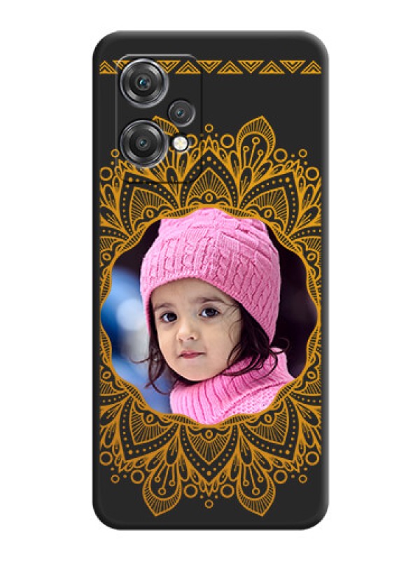 Custom Round Image with Floral Design on Photo on Space Black Soft Matte Mobile Cover - OnePlus Nord CE 2 Lite 5G