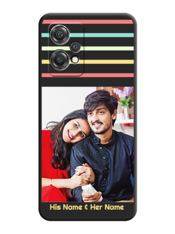 Custom Color Stripes with Photo and Text on Photo on Space Black Soft Matte Mobile Case - OnePlus Nord CE 2 Lite 5G