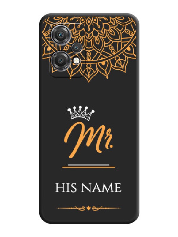 Custom Mr Name with Floral Design  on Personalised Space Black Soft Matte Cases - OnePlus Nord CE 2 Lite 5G