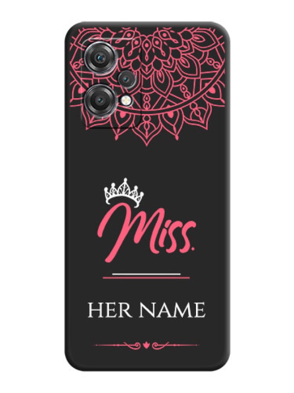 Custom Mrs Name with Floral Design on Space Black Personalized Soft Matte Phone Covers - OnePlus Nord CE 2 Lite 5G