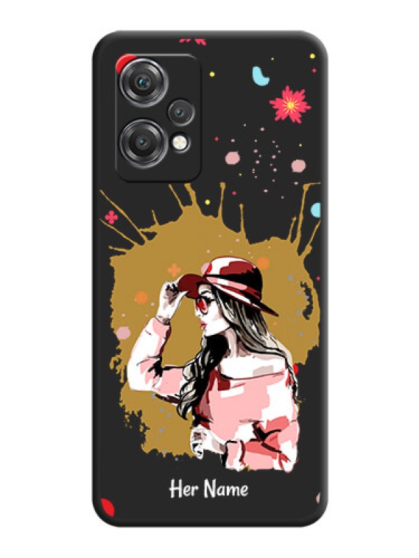 Custom Mordern Lady With Color Splash Background With Custom Text On Space Black Personalized Soft Matte Phone Covers -Oneplus Nord Ce 2 Lite 5G