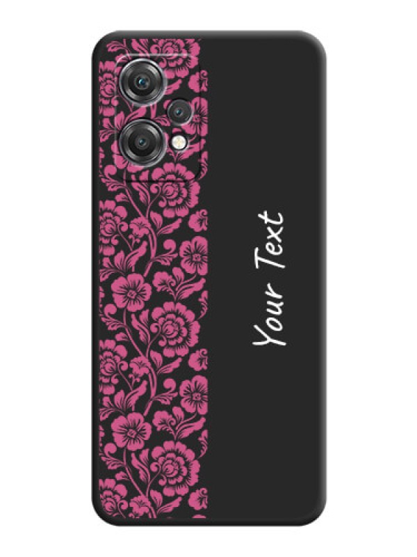 Custom Pink Floral Pattern Design With Custom Text On Space Black Personalized Soft Matte Phone Covers -Oneplus Nord Ce 2 Lite 5G