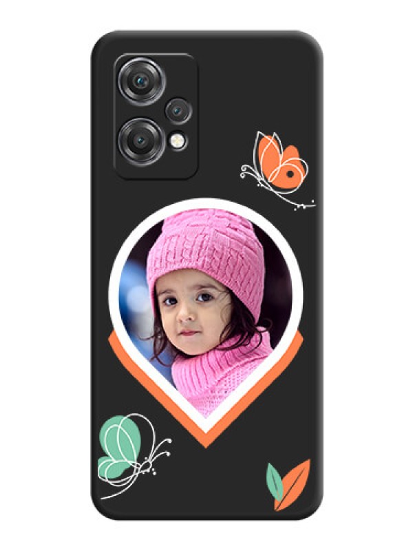 Custom Upload Pic With Simple Butterly Design On Space Black Personalized Soft Matte Phone Covers -Oneplus Nord Ce 2 Lite 5G