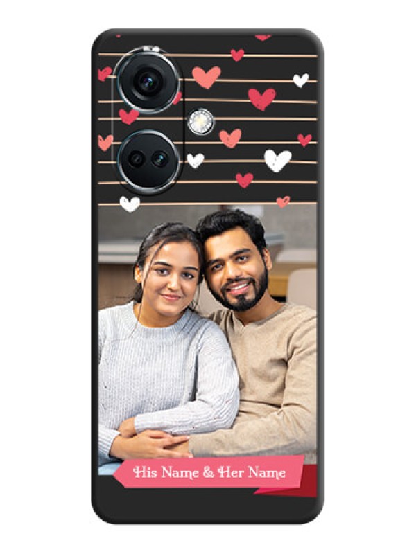 Custom Love Pattern with Name on Pink Ribbon - Photo on Space Black Soft Matte Back Cover - OnePlus Nord CE 3 5G