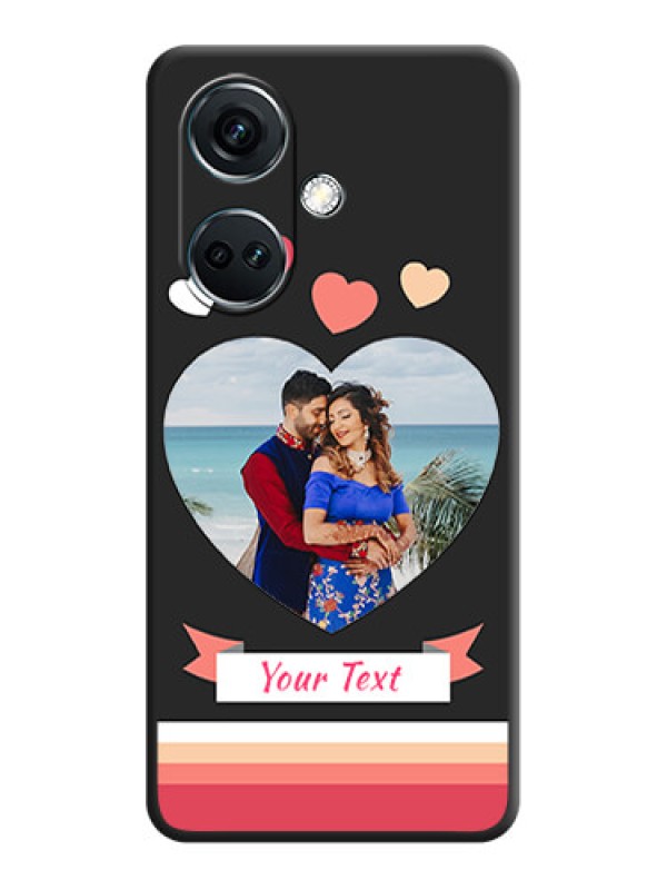Custom Love Shaped Photo with Colorful Stripes on Personalised Space Black Soft Matte Cases - OnePlus Nord CE 3 5G