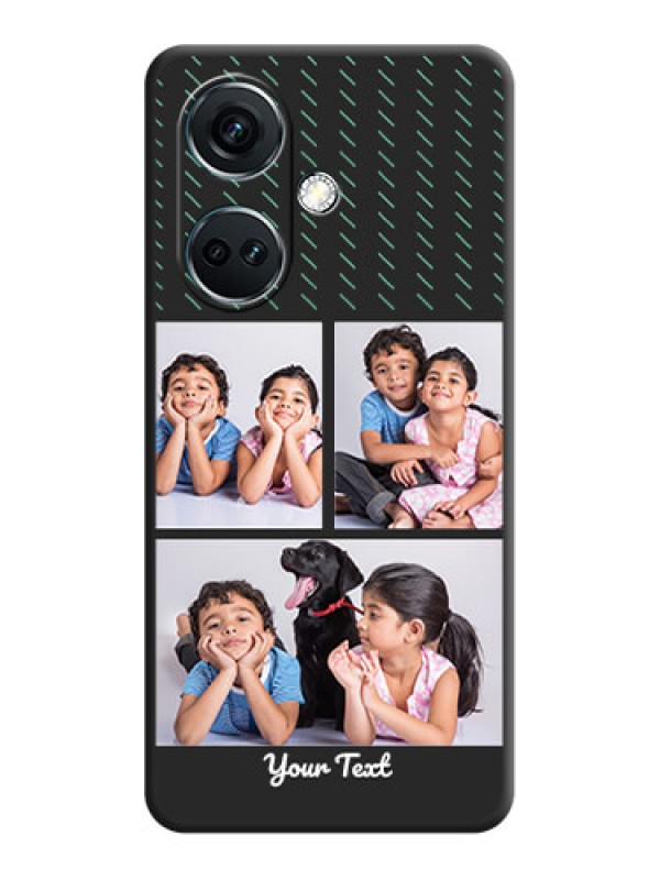 Custom Cross Dotted Pattern with 2 Image Holder on Personalised Space Black Soft Matte Cases - OnePlus Nord CE 3 5G
