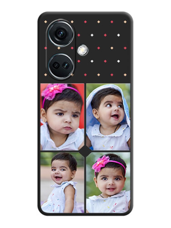 Custom Multicolor Dotted Pattern with 4 Image Holder on Space Black Custom Soft Matte Phone Cases - OnePlus Nord CE 3 5G