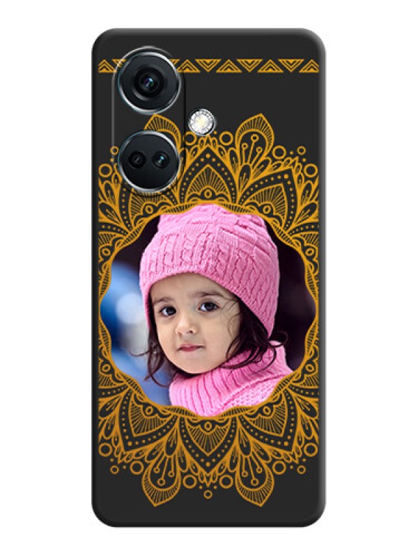 Custom Round Image with Floral Design - Photo on Space Black Soft Matte Mobile Cover - OnePlus Nord CE 3 5G