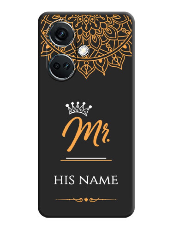 Custom Mr Name with Floral Design on Personalised Space Black Soft Matte Cases - OnePlus Nord CE 3 5G