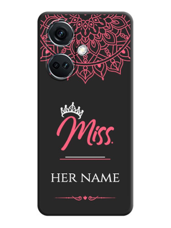Custom Mrs Name with Floral Design on Space Black Personalized Soft Matte Phone Covers - OnePlus Nord CE 3 5G