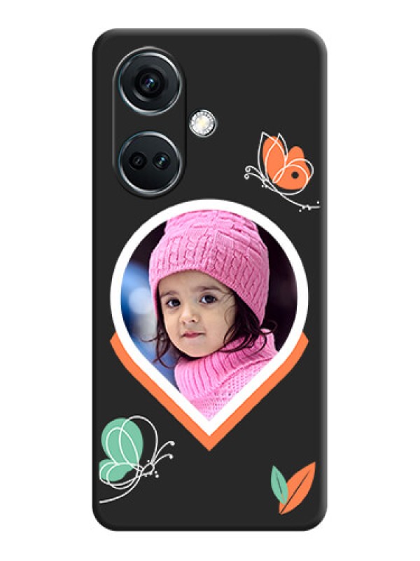 Custom Upload Pic With Simple Butterly Design On Space Black Personalized Soft Matte Phone Covers - OnePlus Nord CE 3 5G