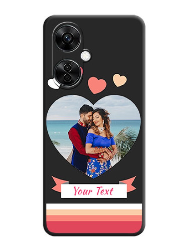 Custom Love Shaped Photo with Colorful Stripes on Personalised Space Black Soft Matte Cases - Nord CE 3 Lite 5G