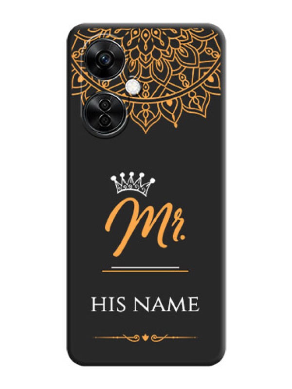 Custom Mr Name with Floral Design  on Personalised Space Black Soft Matte Cases - Nord CE 3 Lite 5G