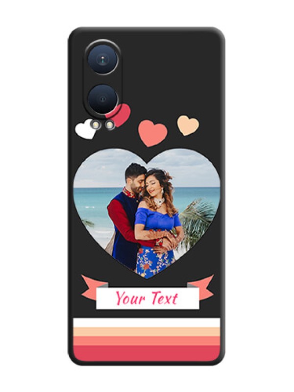 Custom Love Shaped Photo with Colorful Stripes On Space Black Custom Soft Matte Mobile Back Cover - OnePlus Nord CE 4 Lite 5G