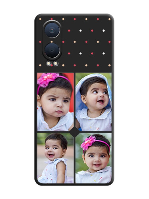 Custom Multicolor Dotted Pattern with 4 Image Holder On Space Black Custom Soft Matte Mobile Back Cover - OnePlus Nord CE 4 Lite 5G