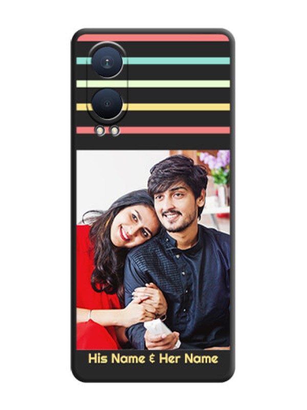 Custom Color Stripes with Photo and Text on Photo On Space Black Custom Soft Matte Mobile Back Cover - OnePlus Nord CE 4 Lite 5G