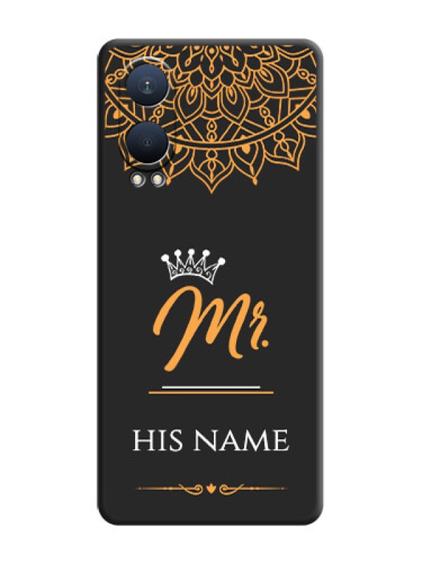 Custom Mr Name with Floral Design On Space Black Custom Soft Matte Mobile Back Cover - OnePlus Nord CE 4 Lite 5G