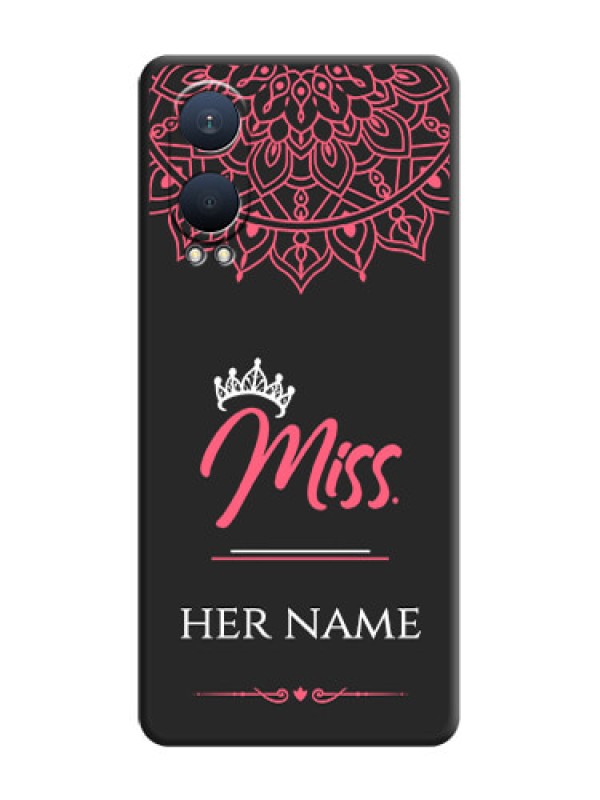 Custom Mrs Name with Floral Design On Space Black Custom Soft Matte Mobile Back Cover - OnePlus Nord CE 4 Lite 5G