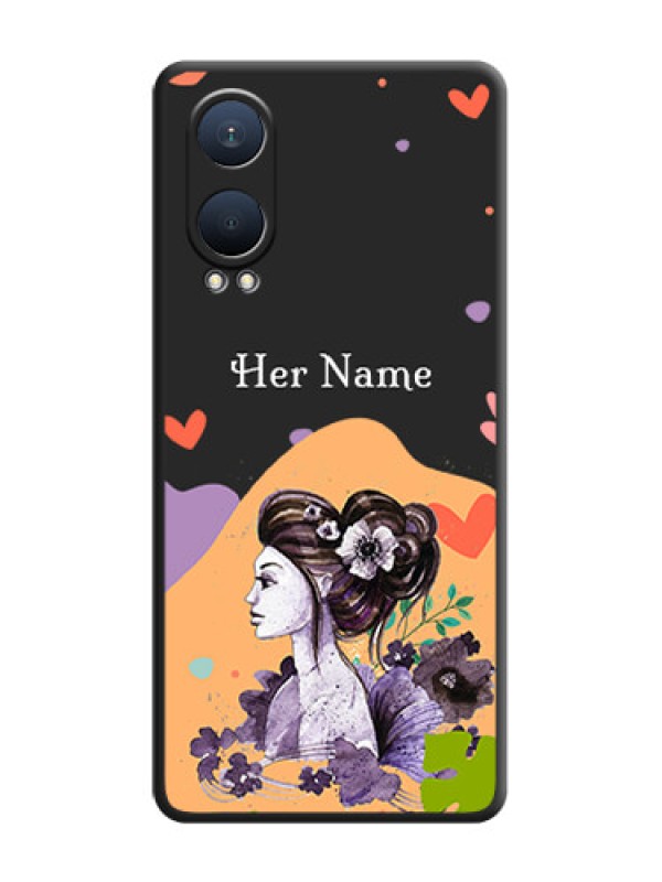 Custom Namecase For Her With Fancy Lady Image On Space Black Custom Soft Matte Mobile Back Cover - OnePlus Nord CE 4 Lite 5G