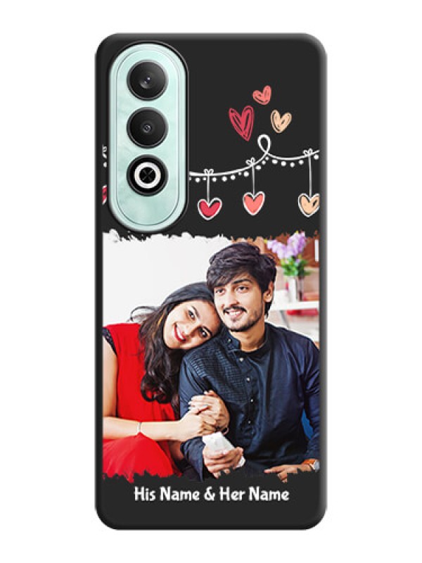 Custom Pink Love Hangings with Name on Space Black Custom Soft Matte Phone Cases - OnePlus Nord CE 4