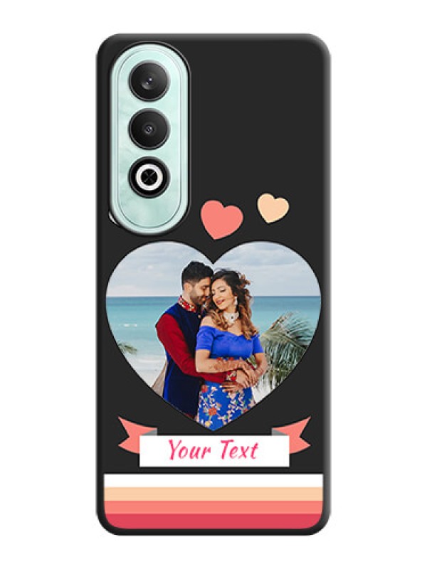 Custom Love Shaped Photo with Colorful Stripes on Personalised Space Black Soft Matte Cases - OnePlus Nord CE 4