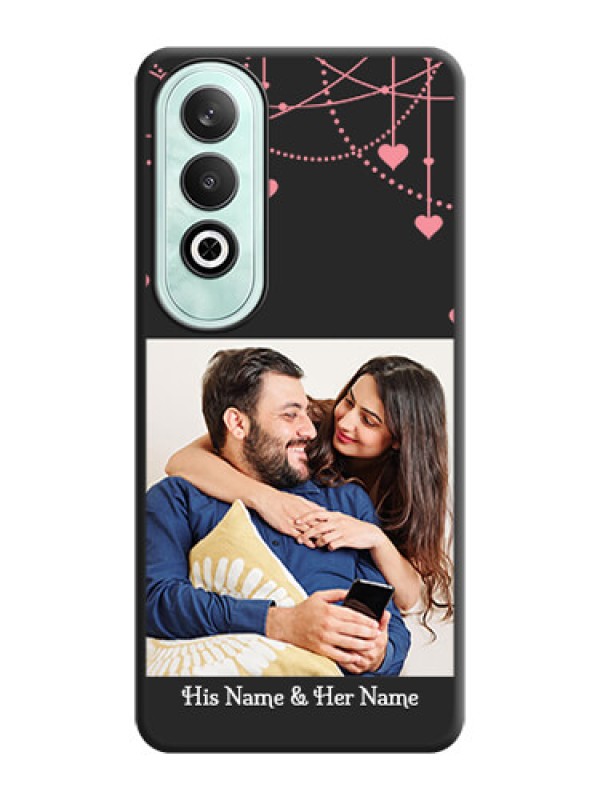 Custom Pink Love Hangings with Text on Space Black Custom Soft Matte Back Cover - OnePlus Nord CE 4