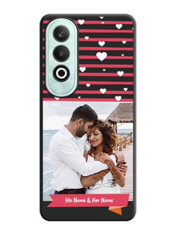 Custom White Color Love Symbols with Pink Lines Pattern on Space Black Custom Soft Matte Phone Cases - OnePlus Nord CE 4