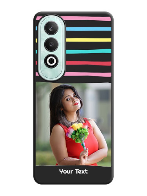 Custom Multicolor Lines with Image on Space Black Personalized Soft Matte Phone Covers - OnePlus Nord CE 4