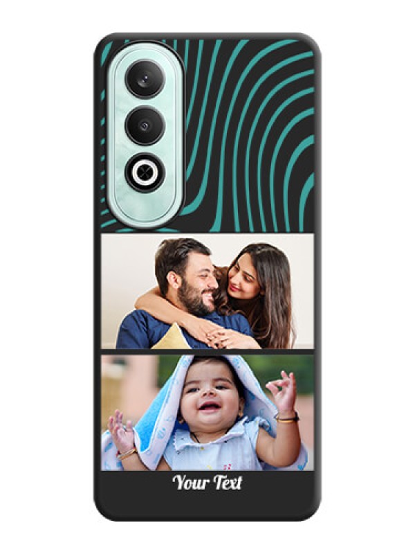 Custom Wave Pattern with 2 Image Holder on Space Black Personalized Soft Matte Phone Covers - OnePlus Nord CE 4
