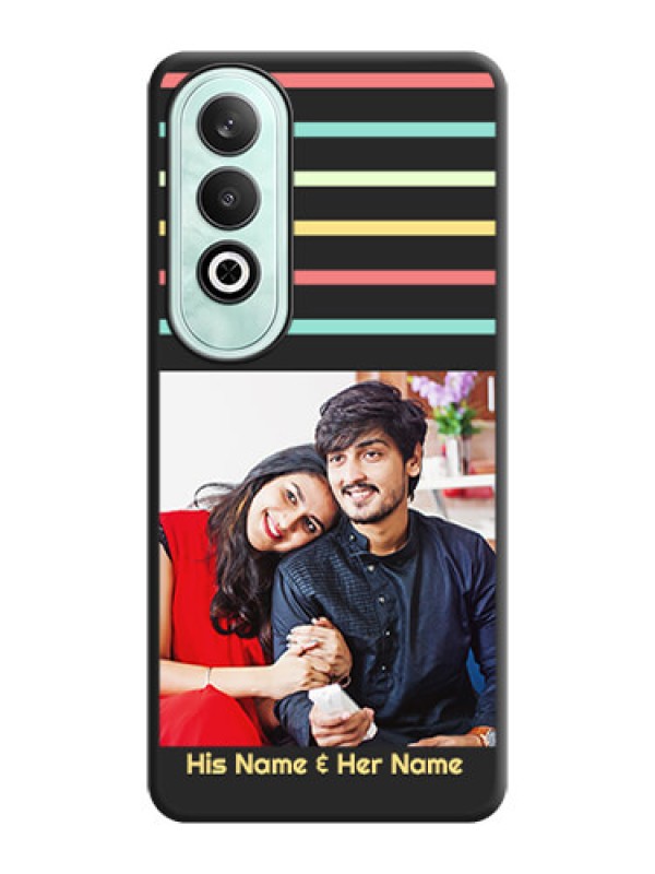 Custom Color Stripes with Photo and Text - Photo on Space Black Soft Matte Mobile Case - OnePlus Nord CE 4