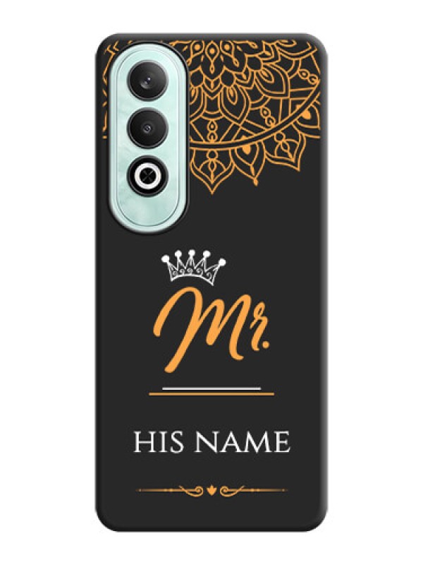 Custom Mr Name with Floral Design on Personalised Space Black Soft Matte Cases - OnePlus Nord CE 4