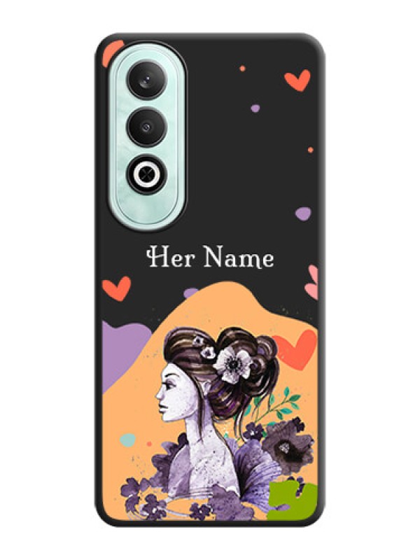 Custom Namecase For Her With Fancy Lady Image On Space Black Personalized Soft Matte Phone Covers - OnePlus Nord CE 4